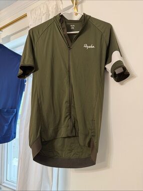Rapha Olive Cycling Jersey with White Sleeve Band